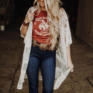 White Boho Western Duster Cardigan
